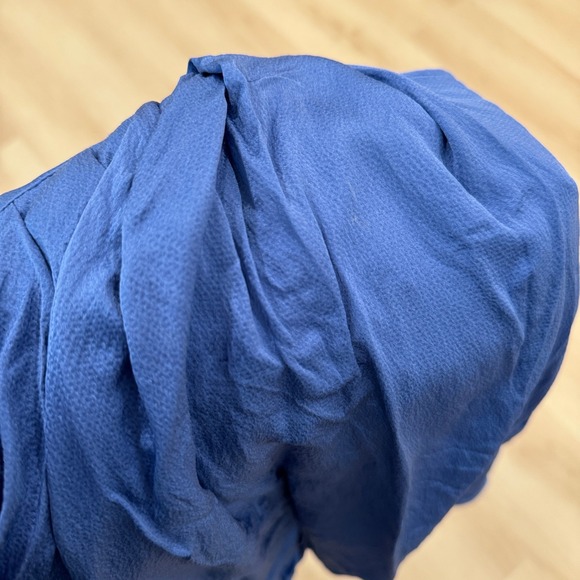 VTG! Maggy London Petites Blue 100% Silk Party Dress V-Neck Bubble Hem 10P Party - Picture 3 of 14